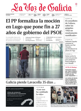 Cover of La Voz de Galicia (Santiago)