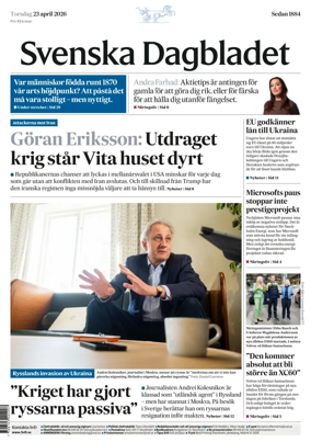 Cover of Svenska Dagbladet