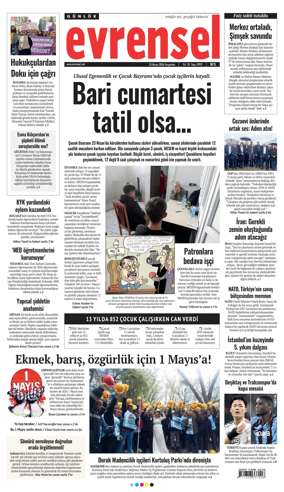 Cover of Evrensel Gazetesi