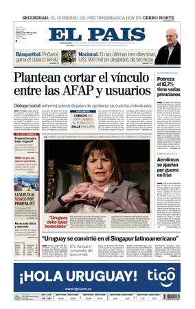 Cover of El Pais (Uruguay)
