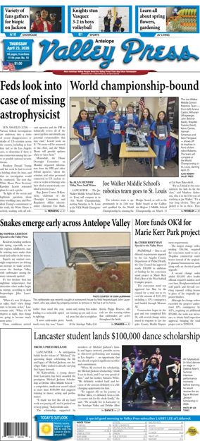 Cover of Antelope Valley Press