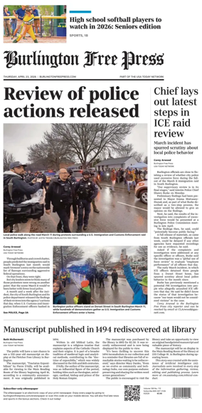 Cover of Burlington Free Press