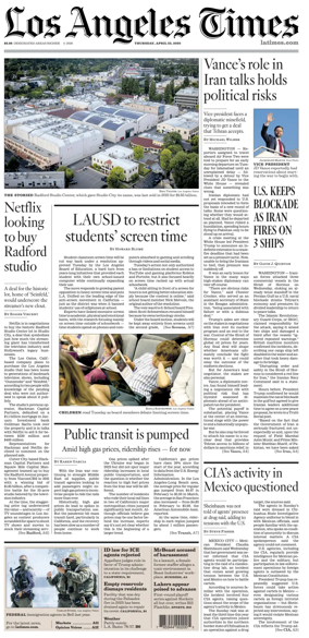 Cover of Los Angeles Times