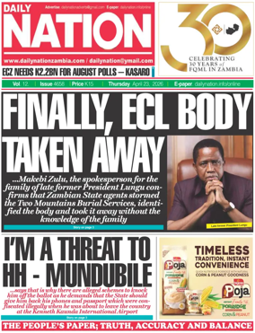 Cover of Daily Nation Newspaper