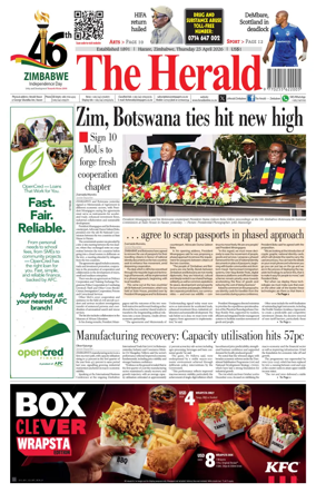 Cover of The Herald (Zimbabwe)