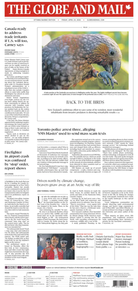 Cover of The Globe and Mail (Ottawa/Quebec Edition)