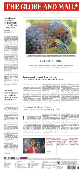 Cover of The Globe and Mail (Prairie Edition)