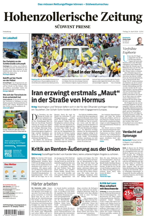 Cover of Hohenzollerische Zeitung