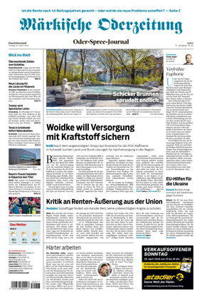 Cover of Markische Oderzeitung Eisenhuttenstadt