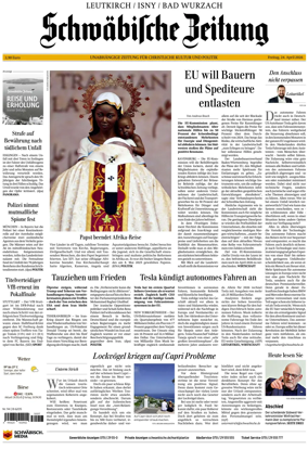 Cover of Schwabische Zeitung (Leutkirch / Isny / Bad Wurzach)