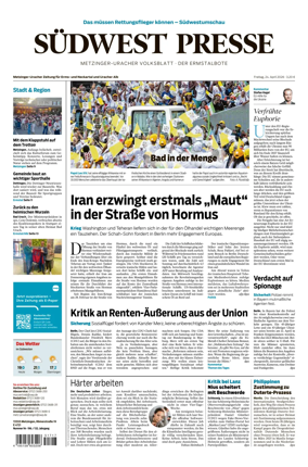 Cover of Sudwest Presse - Metzinger Uracher Volksblatt - Der Ermstalbote