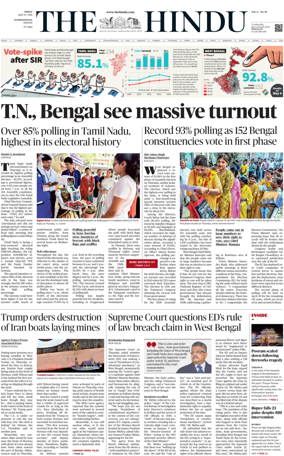 Cover of The Hindu - International