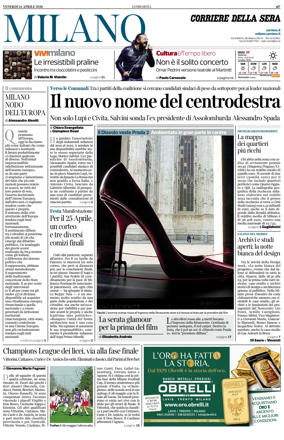 Cover of Corriere della Sera (Milano)