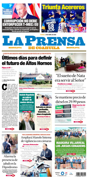 Cover of La Prensa de Coahuila