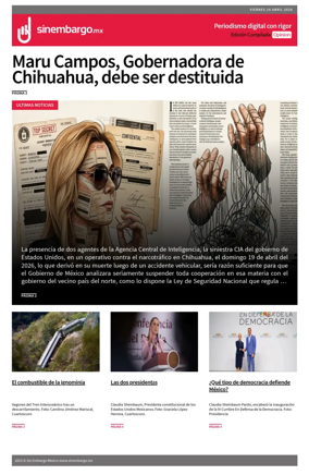 Cover of Sin Embargo Opinion