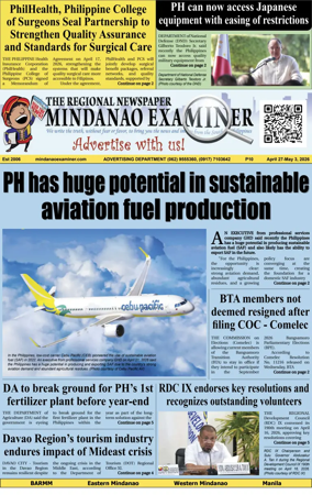 Cover of The Mindanao Examiner Regional Newspaper