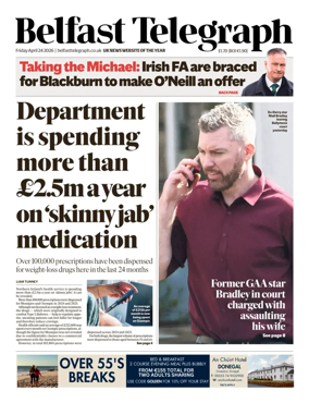 Cover of Belfast Telegraph