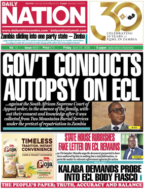 Cover of Daily Nation Newspaper