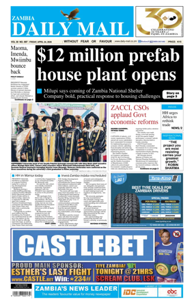 Cover of Zambia Daily Mail
