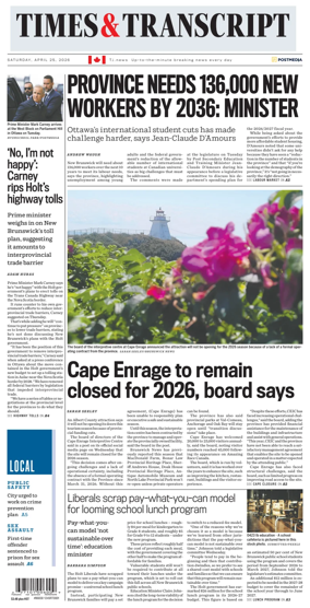 Cover of Times & Transcript