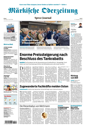 Cover of Markische Oderzeitung Erkner