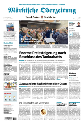 Cover of Markische Oderzeitung Frankfurt (Oder)