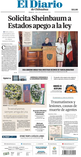 Cover of El Diario de Chihuahua