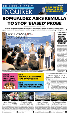 Cover of Philippine Daily Inquirer