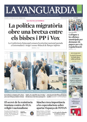 Cover of La Vanguardia (Catala)