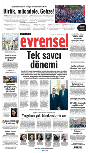 Cover of Evrensel Gazetesi