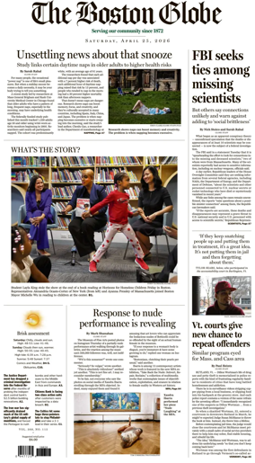 Cover of The Boston Globe