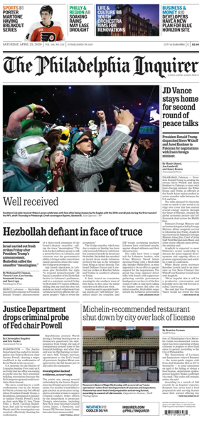 Cover of The Philadelphia Inquirer (South Jersey edition)