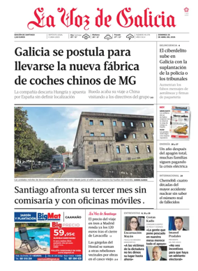 Cover of La Voz de Galicia (Santiago)