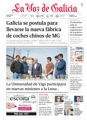 Cover of La Voz de Galicia (Vigo)