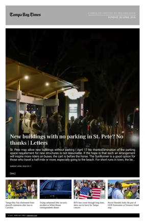 Cover of Tampa Bay Times TFP