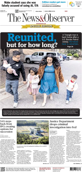 Cover of The News & Observer (Sunday)