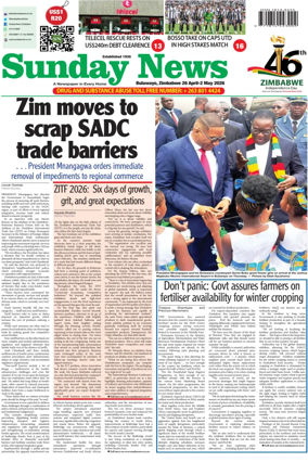 Cover of Sunday News (Zimbabwe)