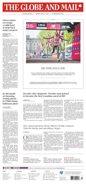 Cover of The Globe and Mail (Ontario Edition)