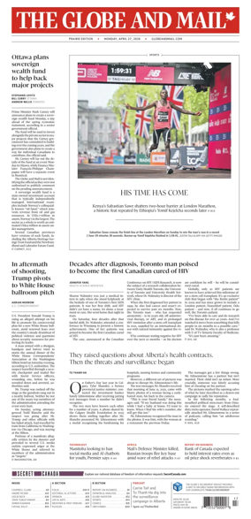Cover of The Globe and Mail (Prairie Edition)