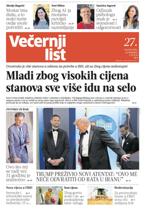 Cover of Vecernji list BiH