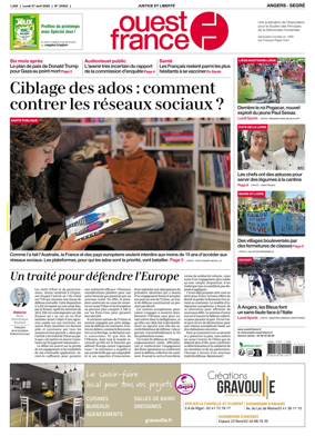 Cover of Ouest France (Angers / Segre)