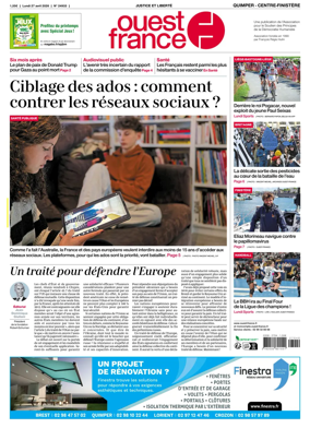 Cover of Ouest-France (Quimper Centre-Finistere)
