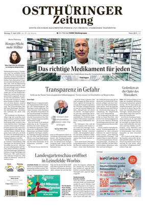 Cover of Ostthuringer Zeitung (Posneck)