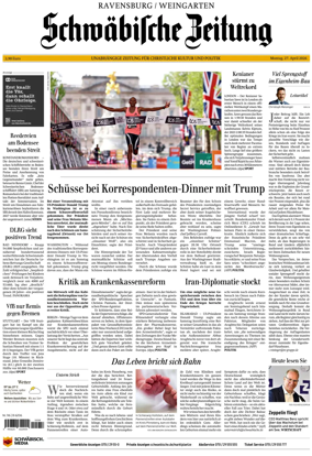 Cover of Schwabische Zeitung (Ravensburg / Weingarten)