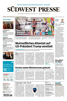 Cover of Sudwest Presse - Metzinger Uracher Volksblatt - Der Ermstalbote