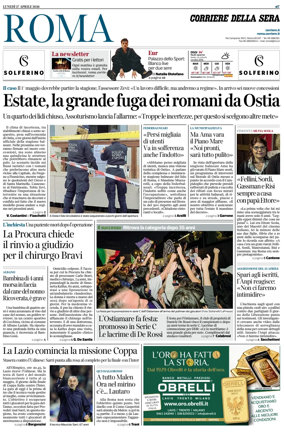 Cover of Corriere della Sera (Roma)