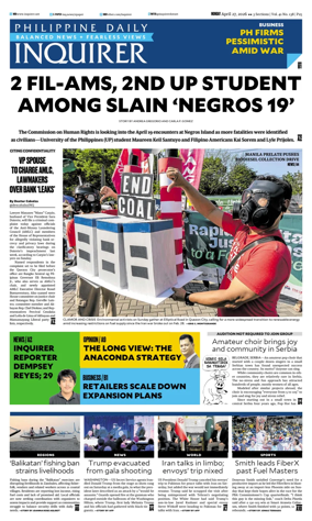 Cover of Philippine Daily Inquirer