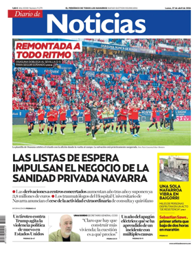 Cover of Diario de Noticias (Spain)