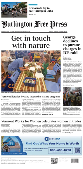 Cover of Burlington Free Press
