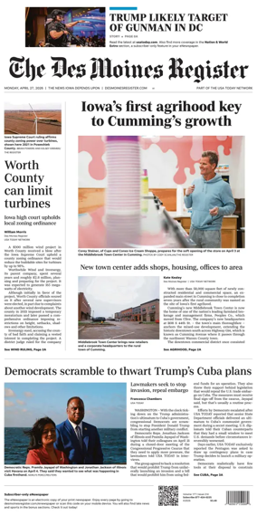 Cover of The Des Moines Register